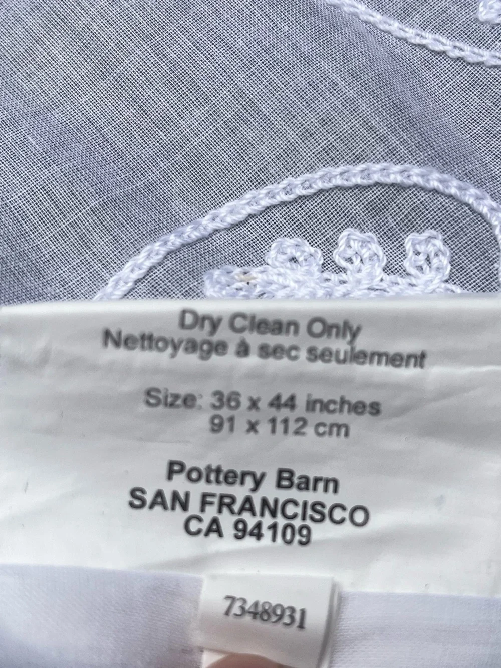Vintage Y2K Pottery Barn White Embroidered Sheer Curtains